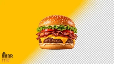 تصویر برگر بیکن با پنیر فایل PNG