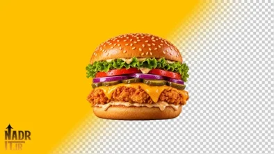 تصویر همبرگر با مرغ سوخاری فایل PNG