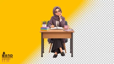 تصویر معلم پشت میز کد1 فایل PNG