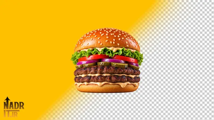 دانلود تصویر همبرگر کلاسیک دوبل فایل PNG بدون پسزمینه 1 تصویر همبرگر کلاسیک دوبل فایل PNG