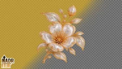 تصویر گل با برگ های تزئینی کد1 فایل PNG