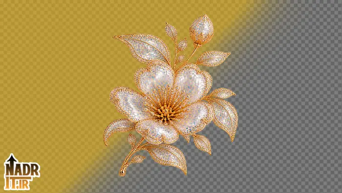 دانلود تصویر گل با برگ های تزئینی کد1 فایل PNG بدون پسزمینه 1 تصویر گل با برگ های تزئینی کد1 فایل PNG